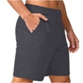 thumbnail image 1 of Ahabrexf Men's Shorts Elastic Waist with Pockets for Men, Solid Color Casual Work Pants, Side Pockets, Half Length, Polyester Fabric, 1 of 7