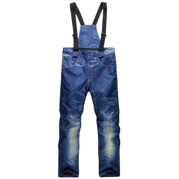Ahabrexf Pants for Men Men's Ski Pants Fashion Denim Thickened Warm and Ski Bib Pants Mens Ski Pants