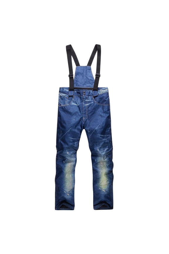 Pants for Men Men's Ski Pants Fashion Denim Thickened Warm and Ski Bib Pants Mens Ski Pants