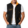 thumbnail image 1 of Ahabrexf Men's Sleeveless Casual Vest, Full Zip Stand Collar Printed Lightweight Polyester Outerwear with Zipper Pockets for Spring Autumn Daily Wear, 1 of 7