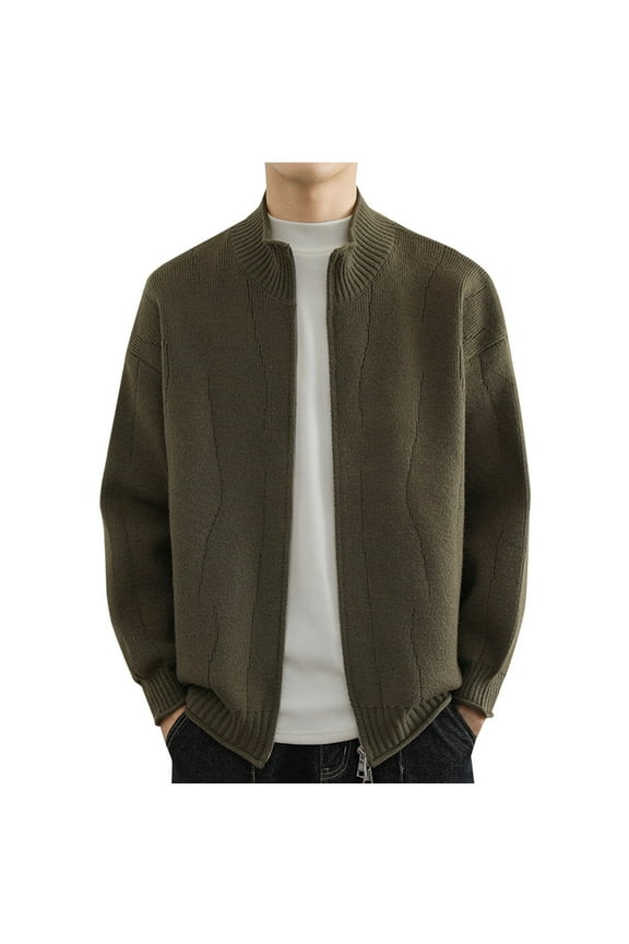 Cardigan Sweaters for Men, Solid Color Knitted Lazy Style Sweater Jacket