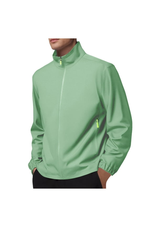 Jackets for Men, Solid Color Outdoor Climbing Coat with Zipper Pockets and Long Sleeves
