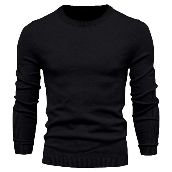 Ahabrexf Mens Sweaters and Pullovers, Solid Color Round Neck Pullover Long Sleeve Loose Base Top