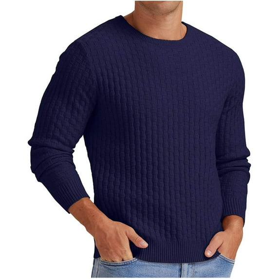 Ahabrexf Mens Winter Coats Men's Spring and Winter Casual Fashion Solid Color Sweater Sweater V-Neck Sweater Mens Winter Jackets