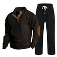 thumbnail image 1 of Ahabrexf Men's Stand-Up Loose Two-Piece Sports Corduroy Long Sports Sleeved Trousers Suit, 1 of 8