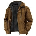 thumbnail image 1 of Ahabrexf Jackets for Men Fashion, Stitching Drawstring Hooded Slim Jacket Coat and Outwear, 1 of 5