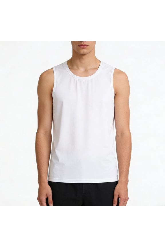 Men's Tank Tops, Ice-Silk Knit Loose Fit Sleeveless Crew Neck Summer Breathable Sports Tank Top for Men 1.Cool-Touch Poly:Ice-Silk Knit Wicks Sweat So Skin Feels Chill on Hot Days