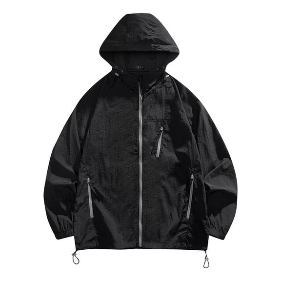 Ahabrexf Mens Short Shorts, Thin Sports Hooded Jacket with Multiple Bags for Mountaineering and Outdoor Wear