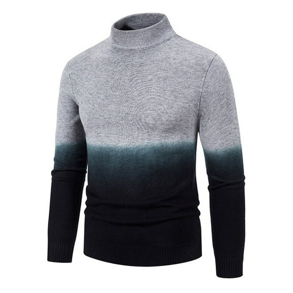 Ahabrexf Sweater, Men's Winter Casual Fashion Gradient Color Long Sleeve Round Neck Top