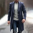 thumbnail image 1 of Ahabrexf Trench Coat Men, Long Everyday Lapel Plaid Wool Blend Coat with Pockets for Windproof Winter Wear, 1 of 7