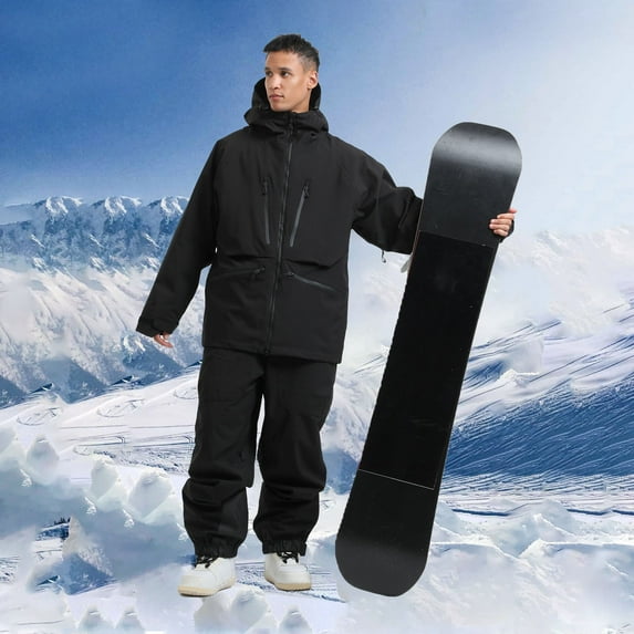 Ahabrexf Mens Winter Jackets Men's Winter Outdoor Sports Double-Board Warm Breathable Windproof Ski Jacket Snowboard Jacket Men