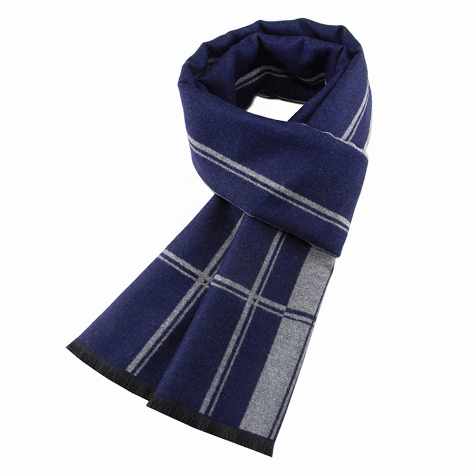 Ahabrexf Men's Winter Scarf Men's Winter Warm Long Soft Gru Scarf Plaid ...
