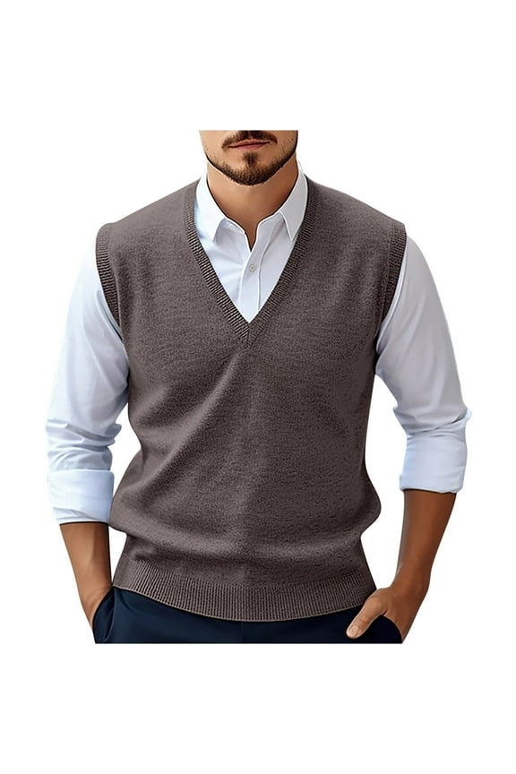 Sweaters for Men Men's Wool Casual Solid Color-Neck Sleeveless Sweater Pullover Pullover Sweaters for Men