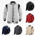 thumbnail image 1 of Ahabrexf Men's Zip Up Sweater Fleece Lined Varsity Bomber Jacket Lightweight Fall Jacket with Pockets Casual Stand Collar Long Sleeve Outerwear, 1 of 7