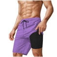 thumbnail image 1 of Ahabrexf Mens Dress Pants for Men Double Layer Quick-Dry Swim Trunks Elastic Waist Swimwear, 1 of 6