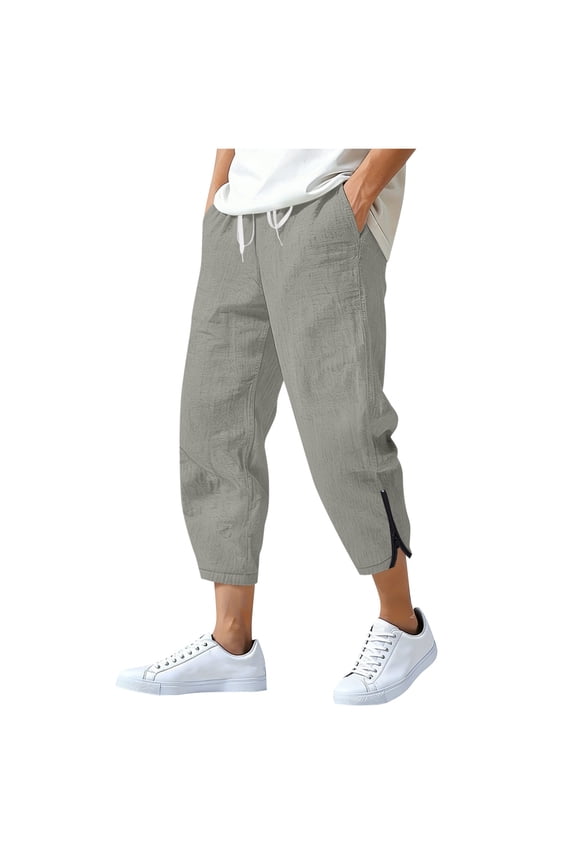 Mens Elastic Waist Pants Straight Leg for Men, Sport Casual, Pocket, Elastic Waist, Polyester Spandex Blend, Standard Thickness, 1Pc