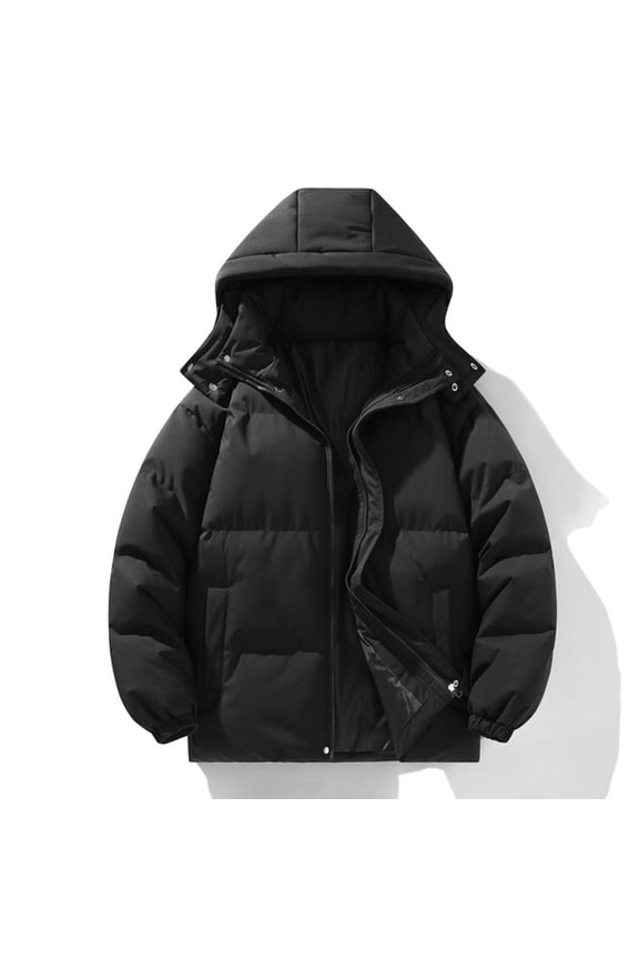 Mens Lightweight Jackets, Casual Hooded Solid Color Winter Warm Down Fill Long Sleeve Parka