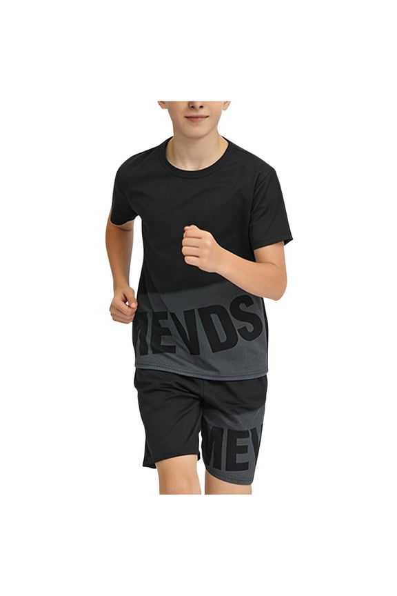 Mesh Shorts Set for Boys with Elastic Waist Breathable Outdoor Sports Top and Pants
