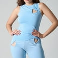 thumbnail image 1 of Ahabrexf Mesh Tops for Women,Solid Color Lace-Up Bodycon Top with Decorative Heart Cutout Detail, 1 of 5
