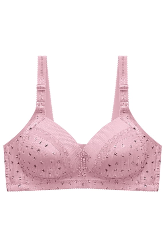 Non-Steel Ring Bra for Women, Gathered Cups, Seamless Style, Lightweight Polyester, Smooth Back, Everyday Wear