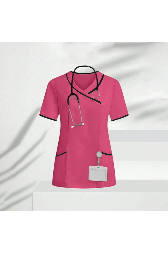 Nurses Tunic, Professional and Comfortable V-Neck Clinical Uniform Top for Women Healthcare Workers