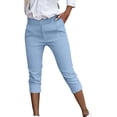 thumbnail image 1 of Ahabrexf Pant Suit for Women with Pockets Office Cropped Trousers Solid Color Casual Pants, 1 of 9