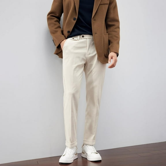 Ahabrexf Pants for Men Men's Corduroy Solid Color Spring and Fall Versatile Straight Pocket Fashionable Pants Mens Corduroy Pants Mens Corduroy Pants