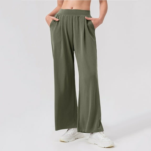 Ahabrexf Breathable Loose Solid Color Exercise Pants and Long Trousers for Casual Sports