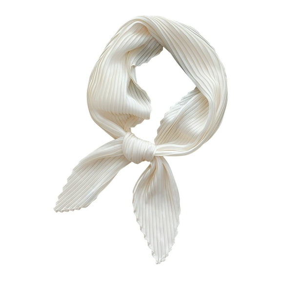 Ahabrexf Pleated Solid Color Small Scarf Female Plain Light Paragraph Silk Scarf Spring Scarf Decorative Scarf Neck