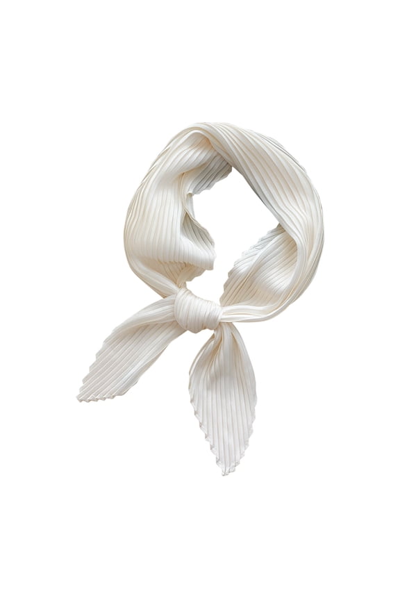 Pleated Solid Color Small Scarf Female Plain Light Paragraph Silk Scarf Spring Scarf Decorative Scarf Neck