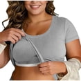 thumbnail image 1 of Ahabrexf Plus Size Pajama Set for Women, Short Sleeve Top with Chest Pad And Bottoms, Solid Color, No Steel Rings, 1 of 5