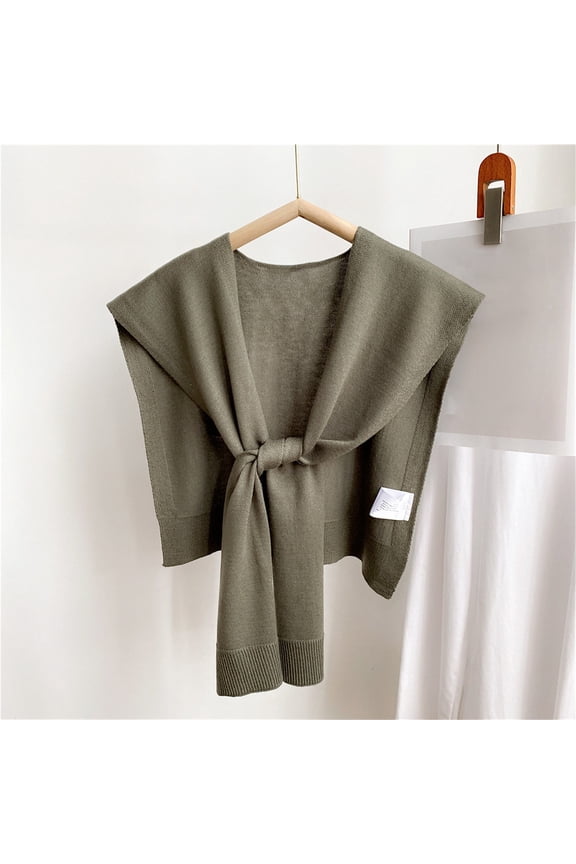 Sweaters for Women Plus Size Sweater Shawl Wraps for Women Solid Color Knitted Knotted Shawls Winter False Collar Cape Shoulder Tops Fashion Wrap Women Sweaters for Fall