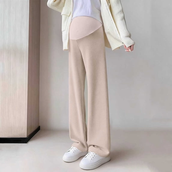 Ahabrexf Pregnant Womens Maternity Pants, Comfortable Full Panel Support Stretch Trousers for Spring and Fall Seasons with Non-Tight Belly Design
