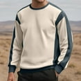 thumbnail image 1 of Ahabrexf Mens Fleece Pullover, Color Blocked Long Sleeve Round Neck Pullover Hoodie, 1 of 9