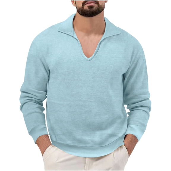Ahabrexf Sweaters for Men, Pullover with Stand Collar in Elastic Solid Color for Casual Fashion