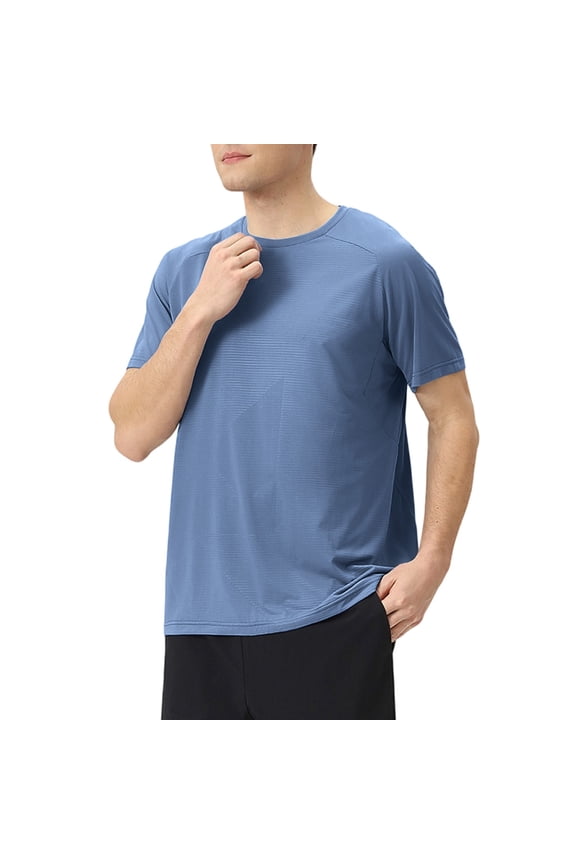 Quick Dry T-Shirt for Men, Breathable Polyester Athletic Top, Round Neck Short Sleeve Shirt