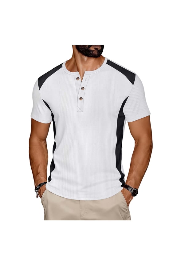 Running T-Shirt for Men, Solid Color Short Sleeve Round Neck Athletic Top, Polyester Fabric