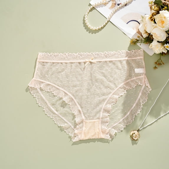 Ahabrexf Seamless Underwear for Women,Large Size High Waist Thin Underwear Lace Breathable Panties