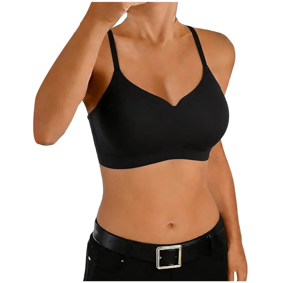Ahabrexf Seamless Wireless T-Shirt Bra, Lightly Lined, Smooth, Comfort, Adjustable Straps, Solid Color, Everyday Bra for Women