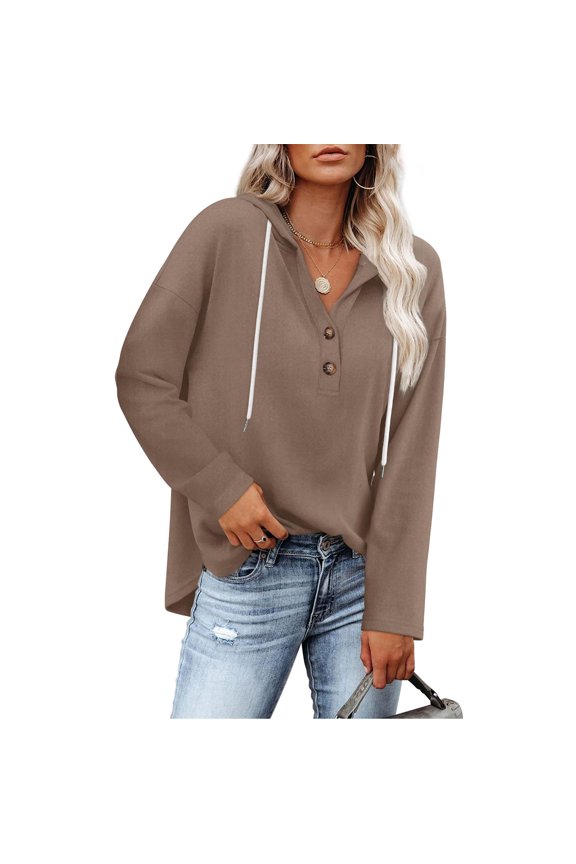 Shirts for Women,Fashion Women's Everyday Long Sleeve Button Drawing Hoodie Blouse Ladies Shirt Top Women Snow-Day Essential