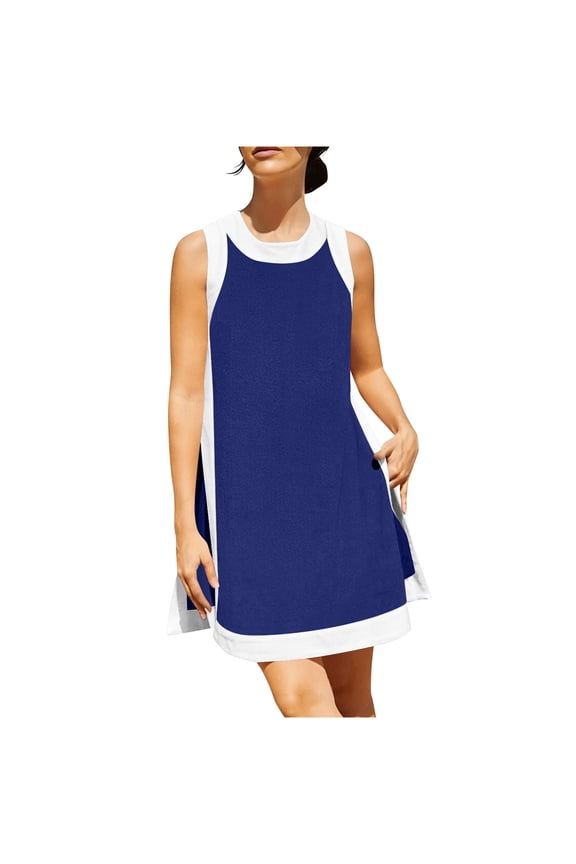 Short Sleeve Summer Dress for Women V Neck Solid Mini 2 Pc Set Polyester