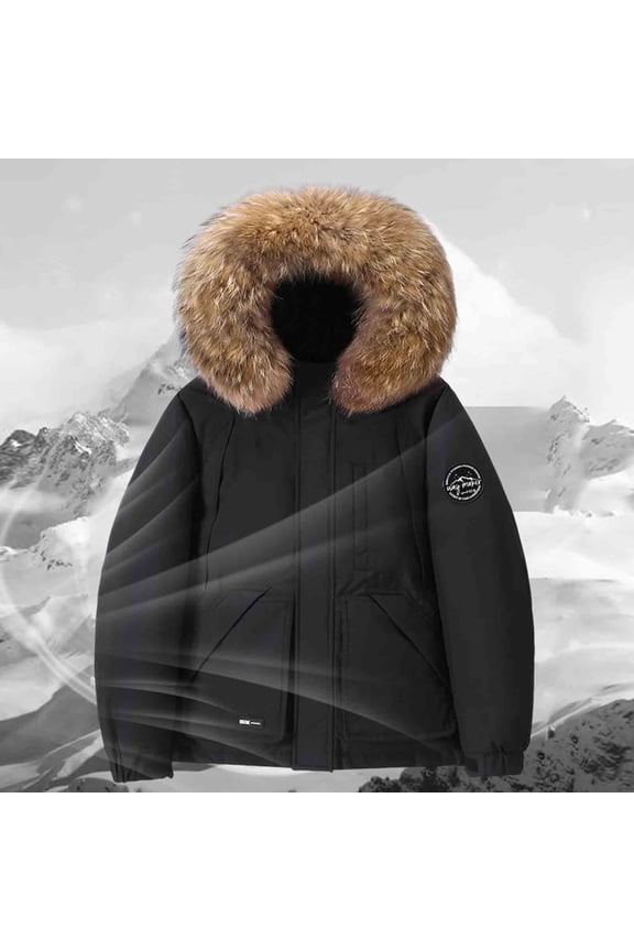 Corduroy Jacket Men, Unisex Solid Pocket Zip Down Lined Hooded Ski Coat