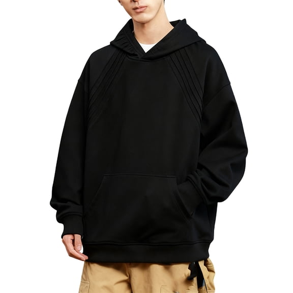 Ahabrexf Knit Sweater Men, Solid Color Stand Collar Pullover with Long Sleeves and Sports Pocket