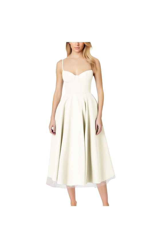 Slip Dress Double Layer Flared Hem Solid Sleeveless Maxi for Party Wedding Summer