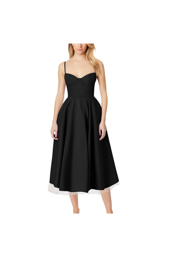 Slip Dress Double Layer Flared Hem Solid Sleeveless Maxi for Party Wedding Summer