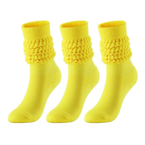 Ahabrexf Socks for Women,Soft Scrunch Short Ankle Solid Crew Socks 3 Pair