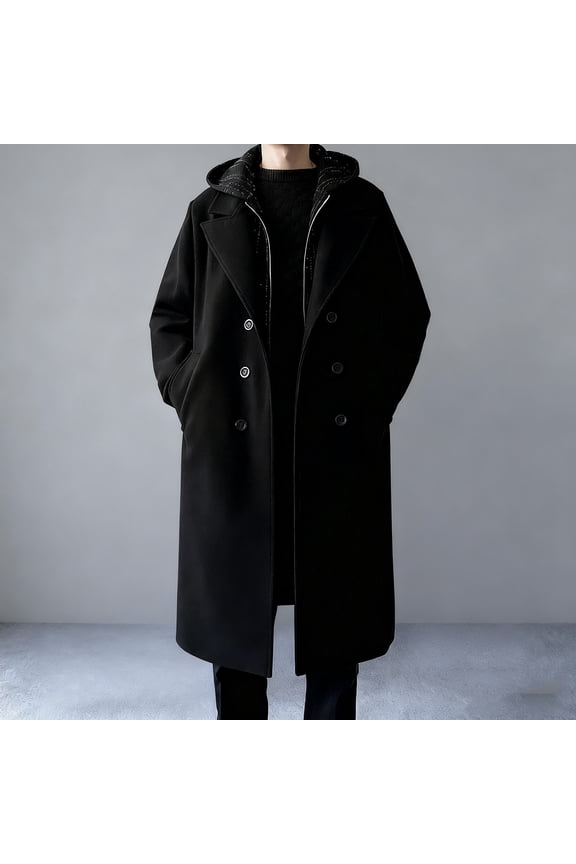 Winter Sweaters for Men, Fashion Single Tone Mid Length Button up Hoodie Softshell Jacket