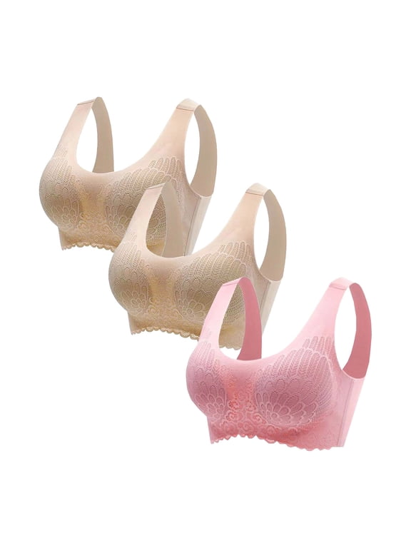 Sports Bra for Women 3-Pack Seamless Wire-Free Sleeveless Top StyleBrawith Breathable Polyester Fabric and Elastic Shoulder Straps