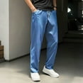 thumbnail image 1 of Ahabrexf Straight Leg Pants,Men's Solid Color Elastic Waist Drawstring Pocket Casual Trousers, 1 of 9