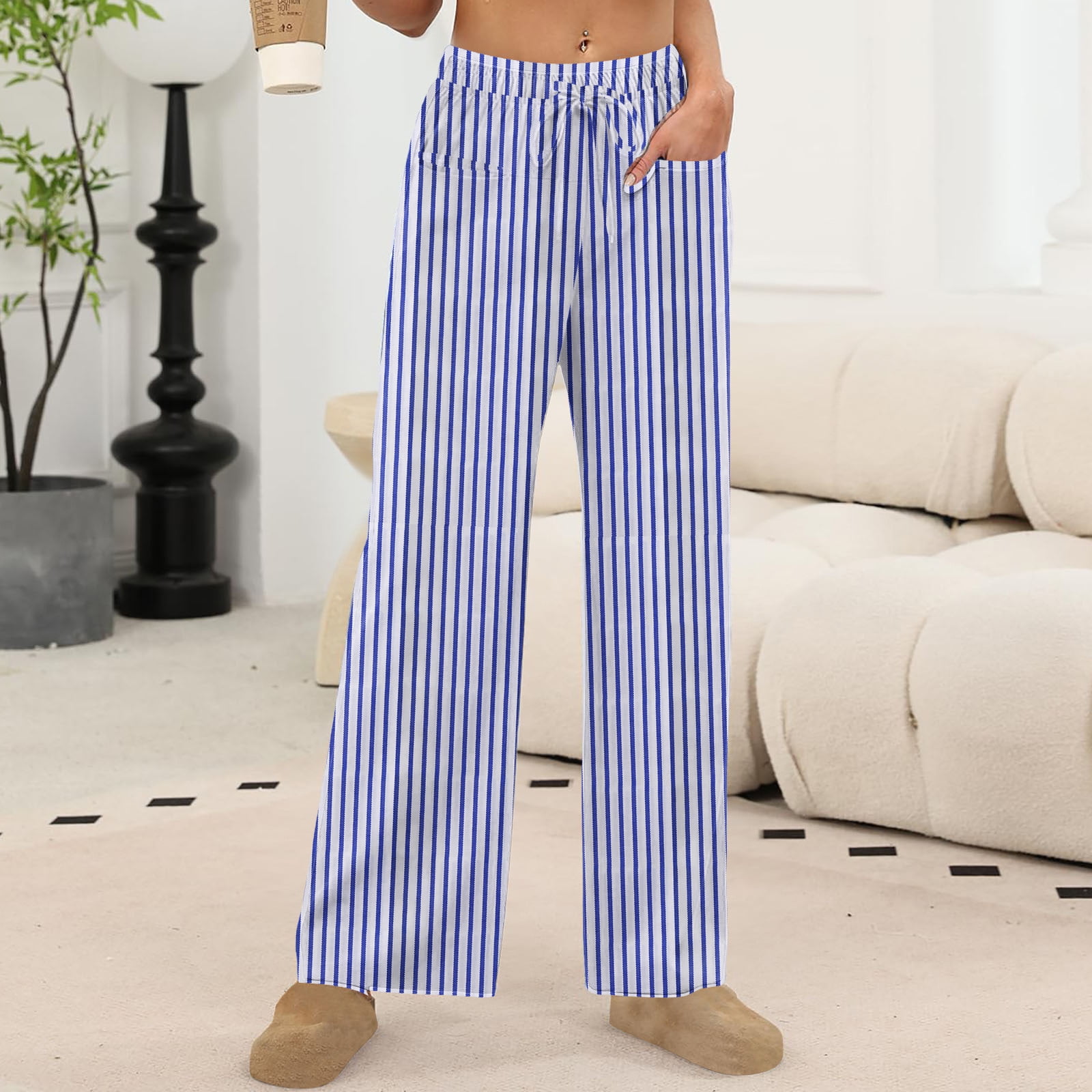 HARPER CREAM ELASTICATED WAIST STRAIGHT LEG TROUSERS main image 1